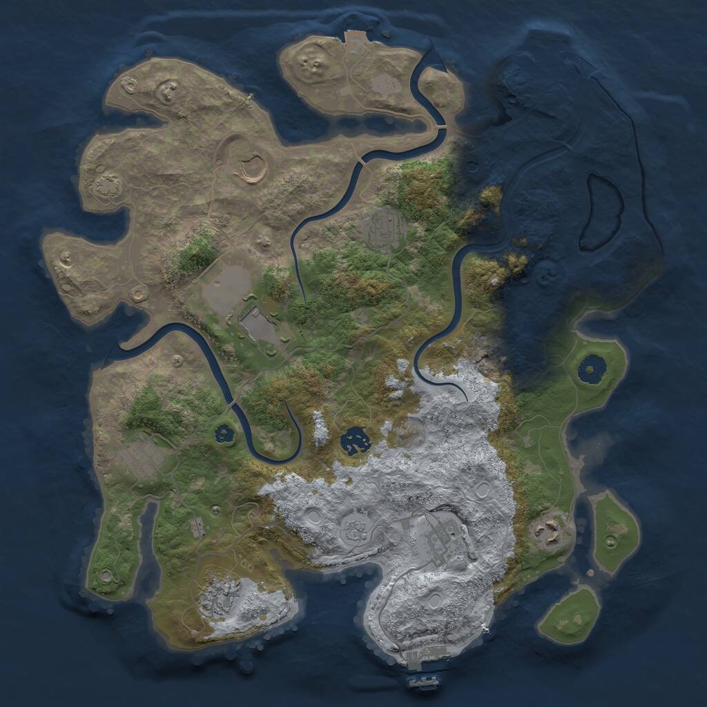 Rust Map: Procedural Map, Size: 3750, Seed: 268568603, 14 Monuments
