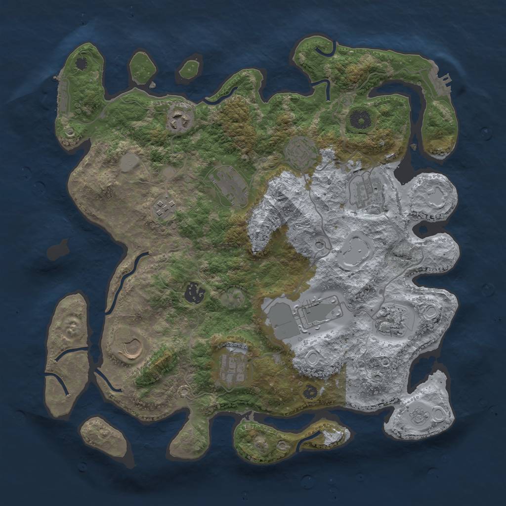 Rust Map: Procedural Map, Size: 3700, Seed: 1490121725, 19 Monuments