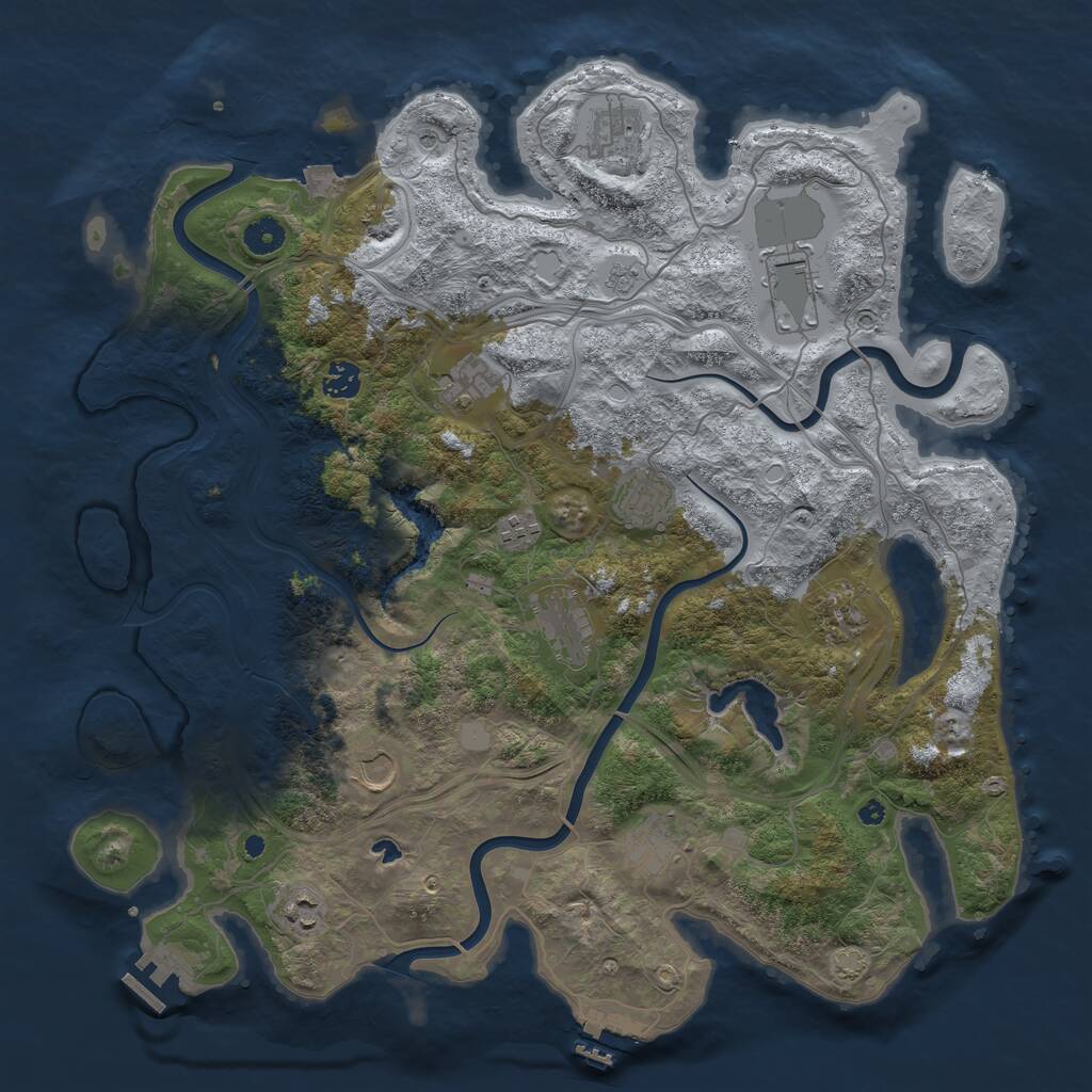 Rust Map: Procedural Map, Size: 4250, Seed: 691350659, 17 Monuments