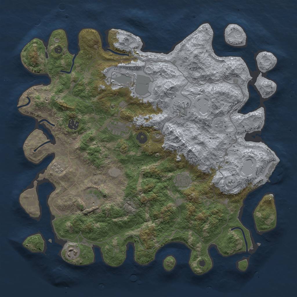 Rust Map: Procedural Map, Size: 4000, Seed: 6836953, 16 Monuments