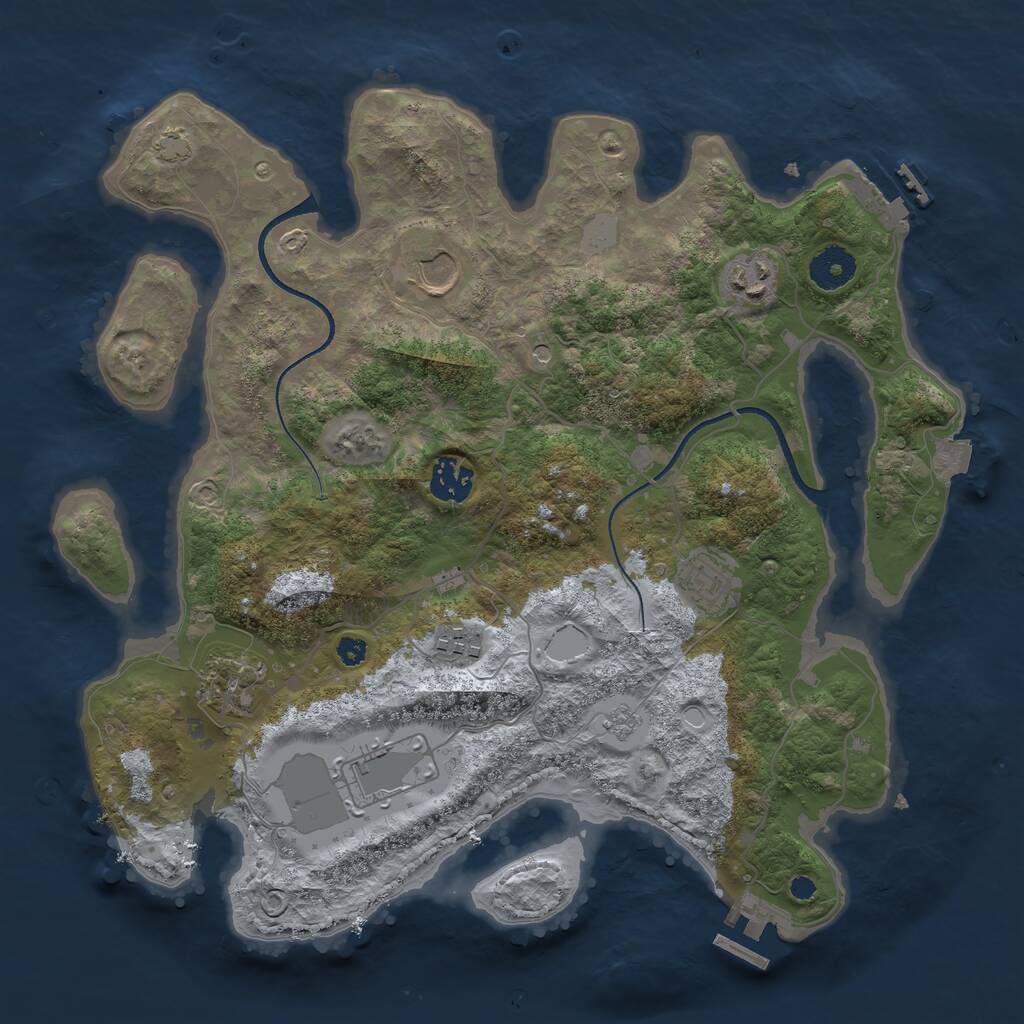 Rust Map: Procedural Map, Size: 3500, Seed: 2098802014, 13 Monuments