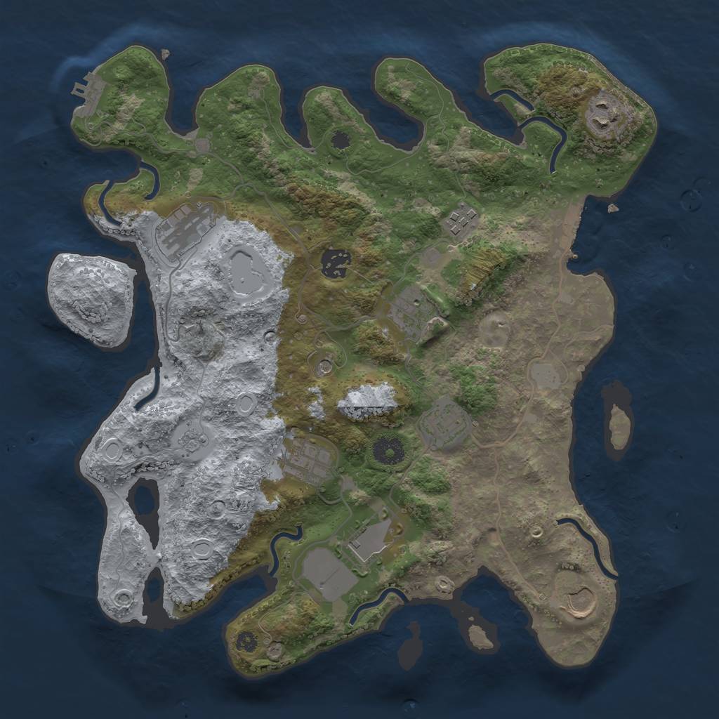 Rust Map: Procedural Map, Size: 3500, Seed: 782, 16 Monuments