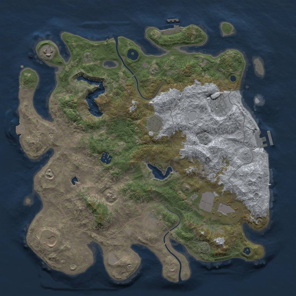 Rust Map: Procedural Map, Size: 4000, Seed: 44204, 14 Monuments
