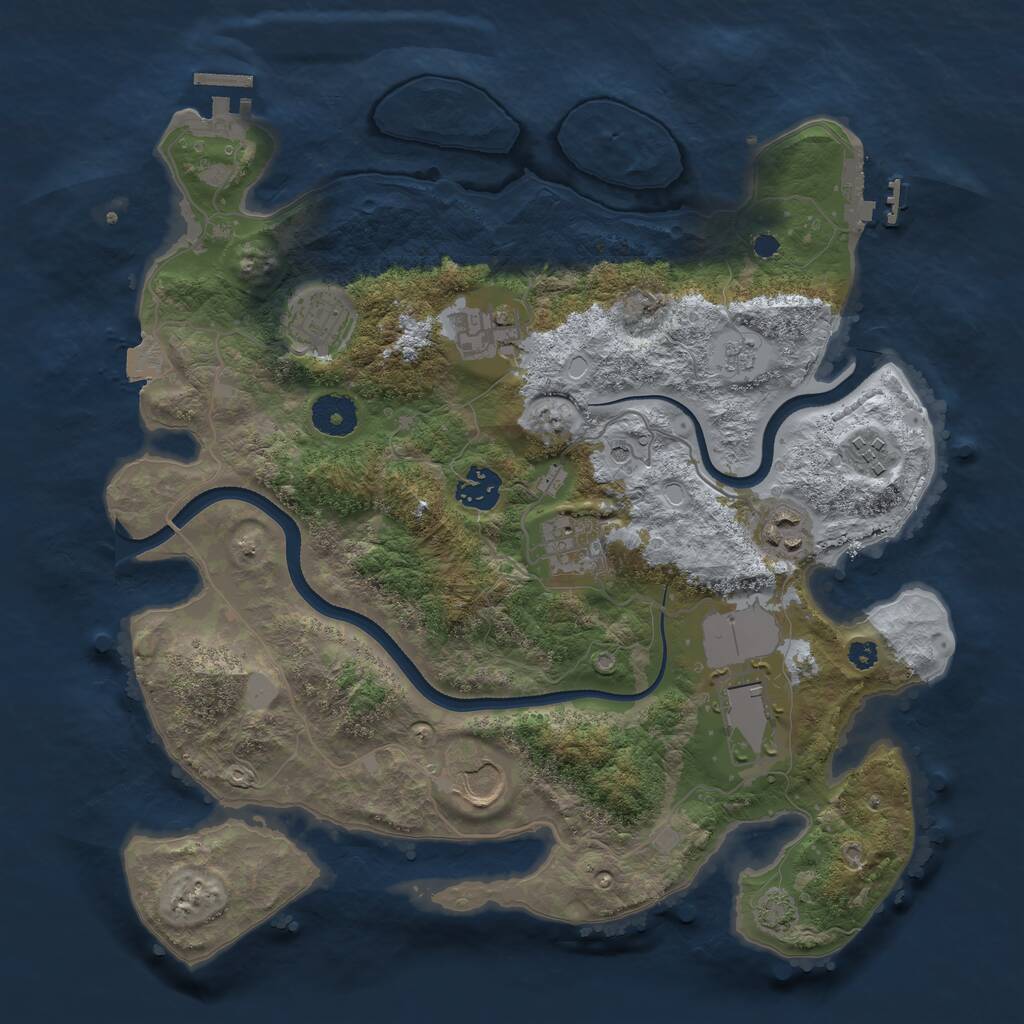 Rust Map: Procedural Map, Size: 3500, Seed: 16508867, 14 Monuments