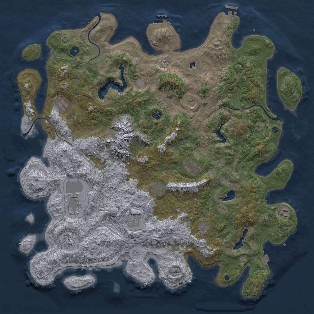 Rust Map: Procedural Map, Size: 5000, Seed: 46754578, 17 Monuments