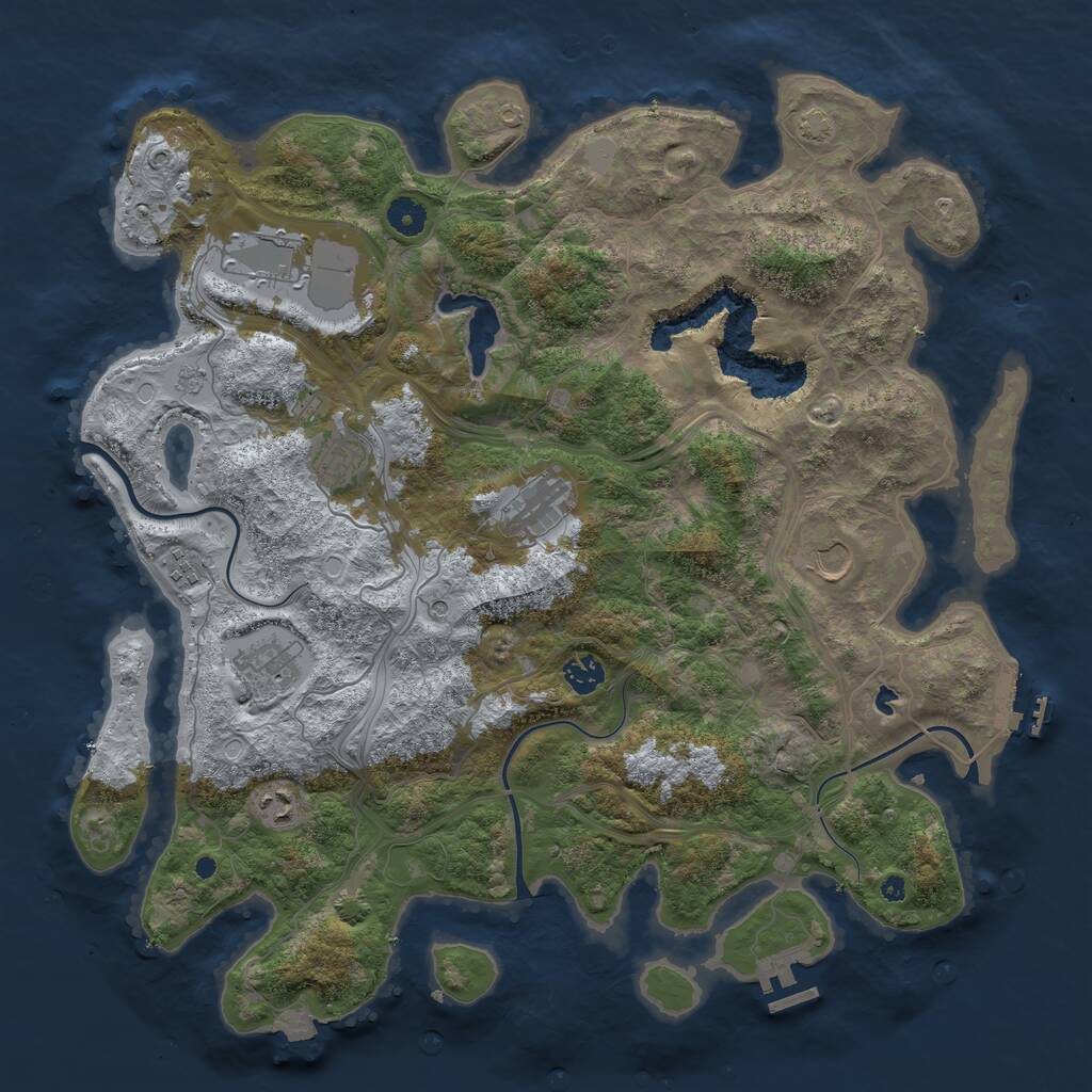 Rust Map: Procedural Map, Size: 4250, Seed: 1037906207, 14 Monuments