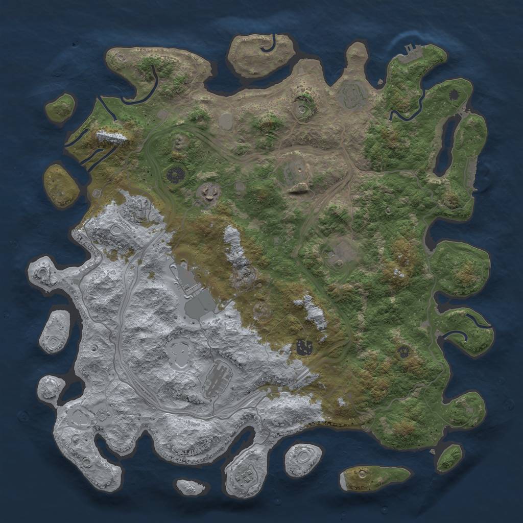 Rust Map: Procedural Map, Size: 4500, Seed: 20230202, 18 Monuments