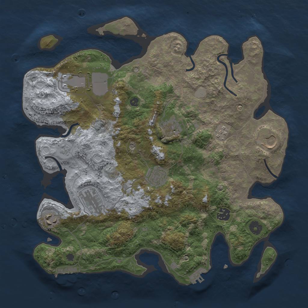 Rust Map: Procedural Map, Size: 3500, Seed: 453443, 17 Monuments