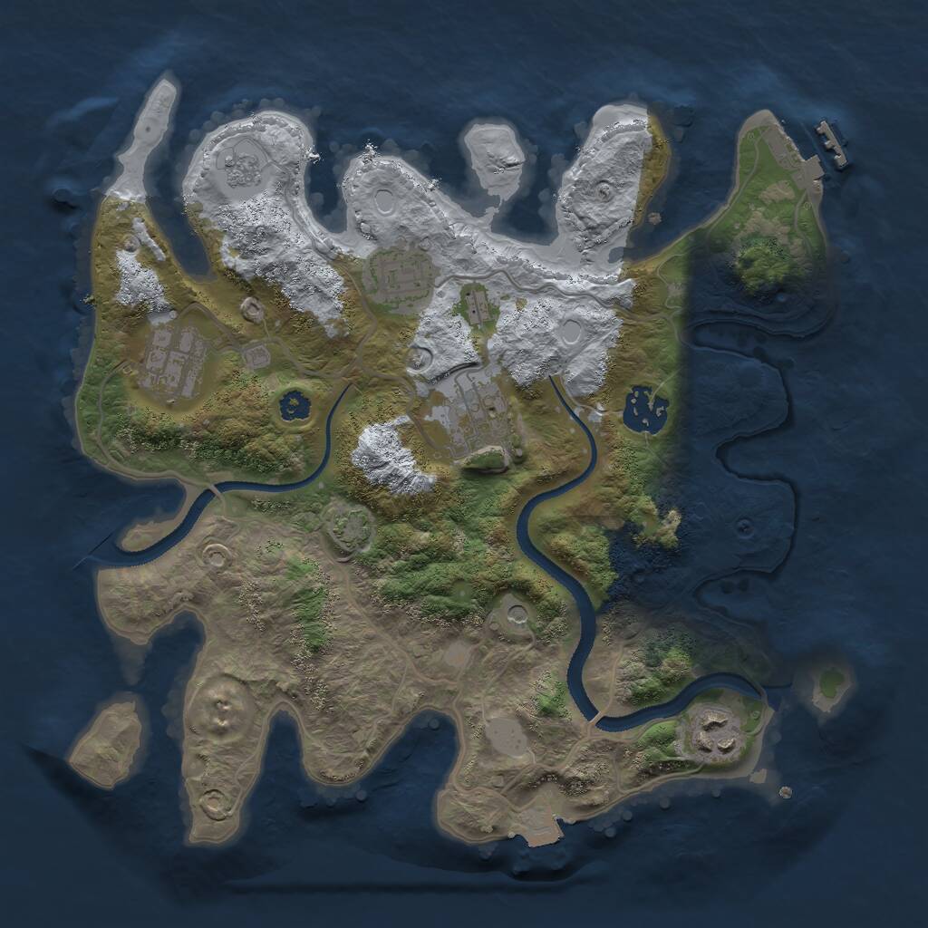 Rust Map: Procedural Map, Size: 3000, Seed: 2028548231, 10 Monuments
