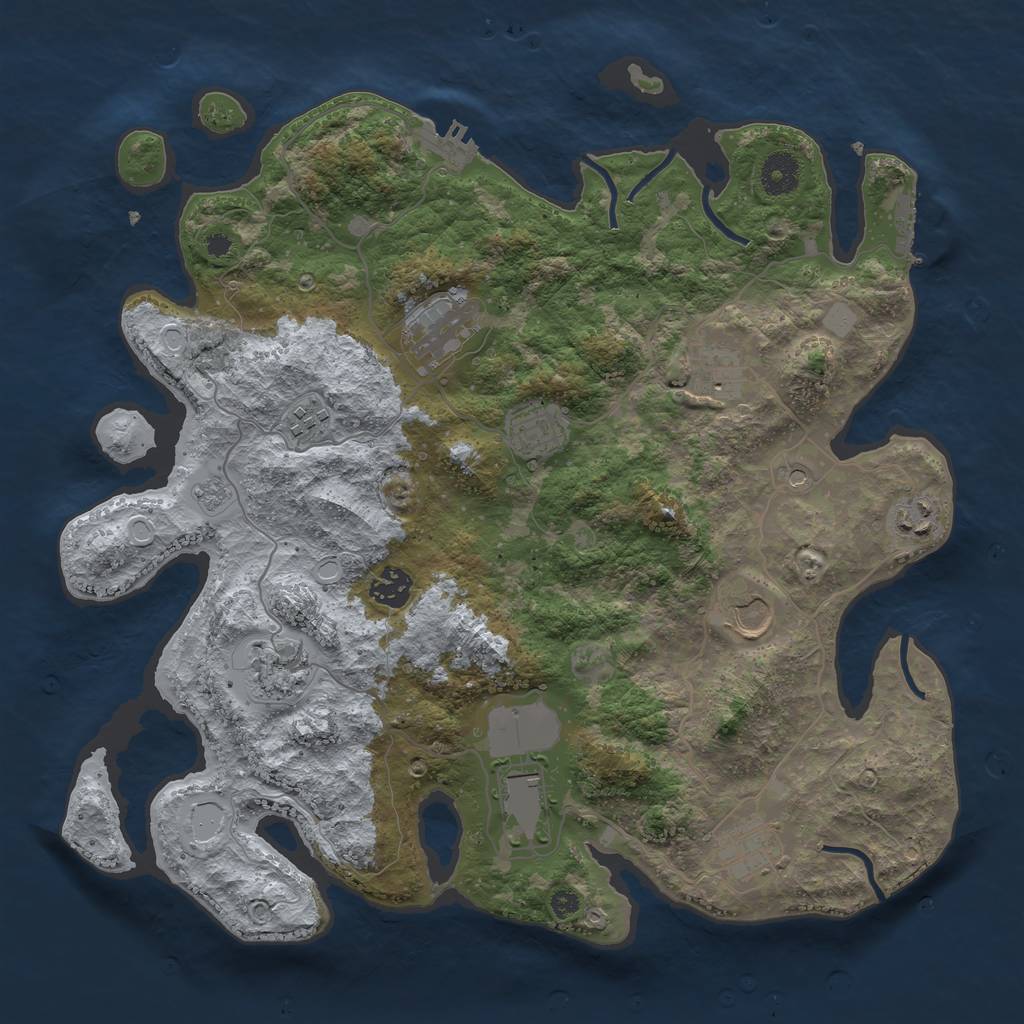 Rust Map: Procedural Map, Size: 3750, Seed: 1783374592, 17 Monuments