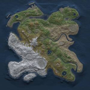 Thumbnail Rust Map: Procedural Map, Size: 3000, Seed: 15955, 9 Monuments