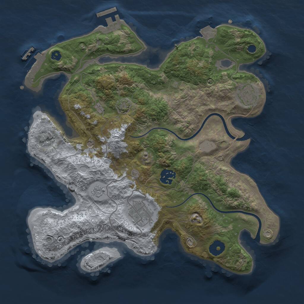 Rust Map: Procedural Map, Size: 3000, Seed: 15955, 9 Monuments
