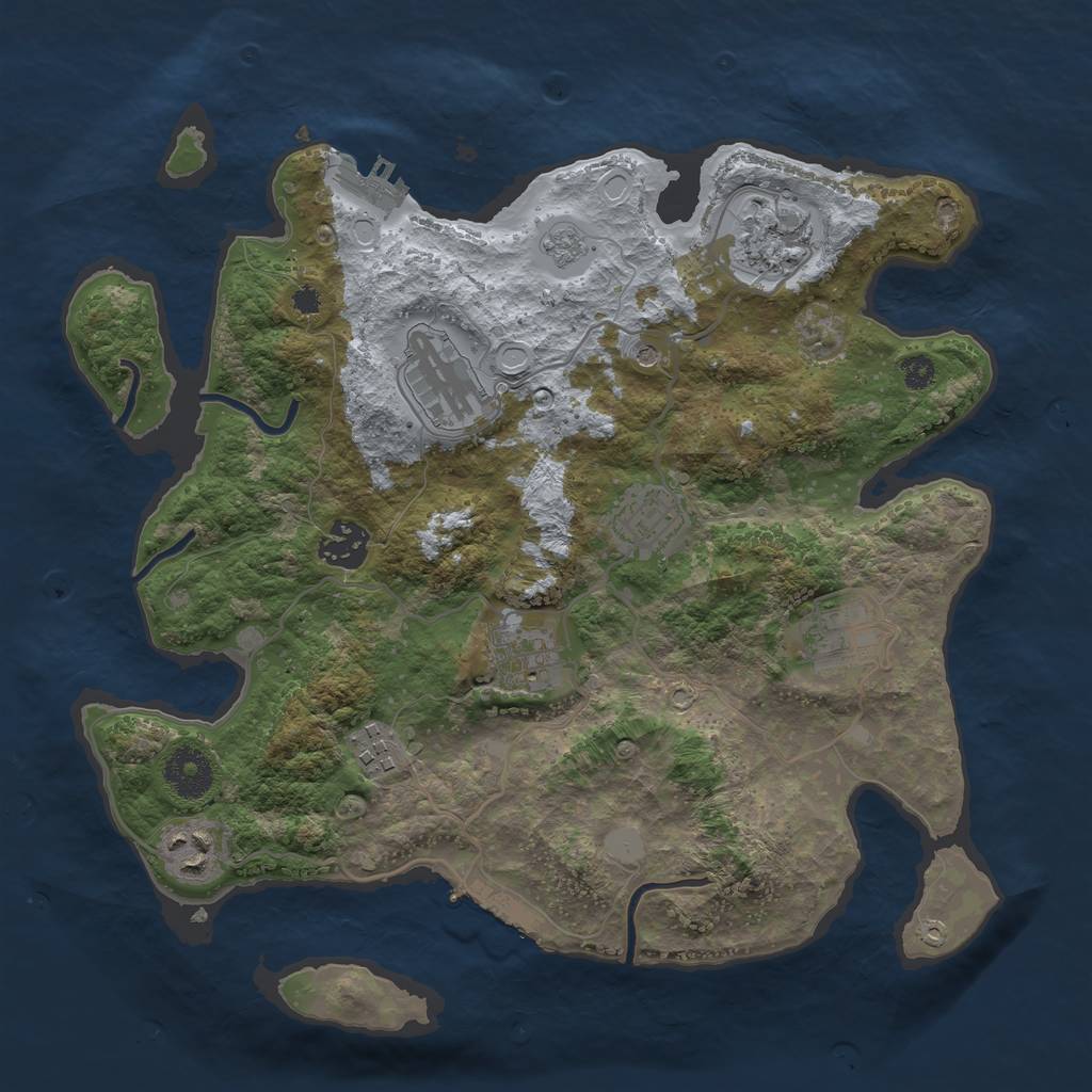 Rust Map: Procedural Map, Size: 3300, Seed: 720922799, 15 Monuments