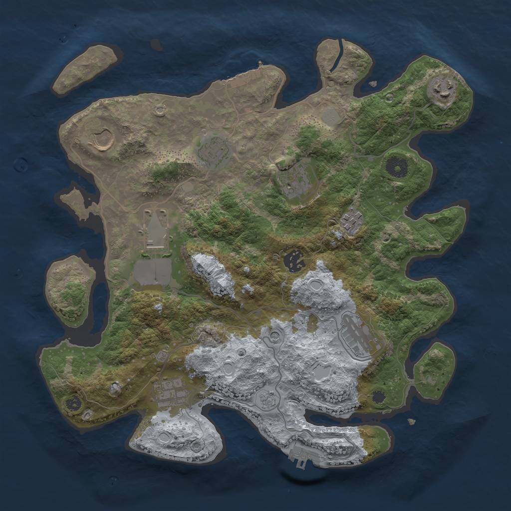 Rust Map: Procedural Map, Size: 3500, Seed: 1817617740, 18 Monuments