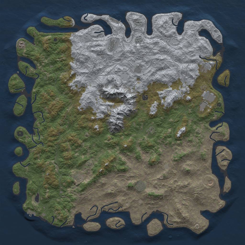Rust Map: Procedural Map, Size: 6000, Seed: 489260, 19 Monuments