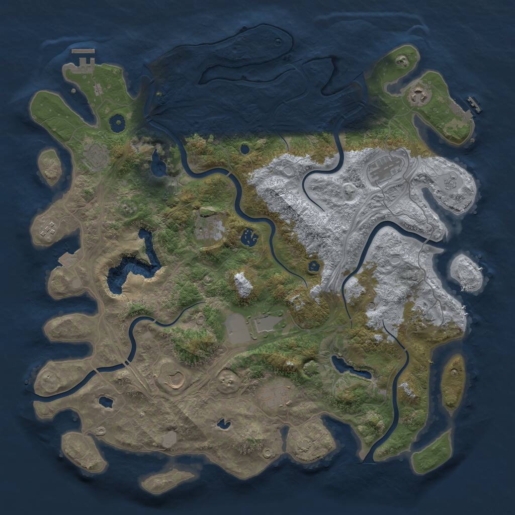 Rust Map: Procedural Map, Size: 4500, Seed: 897789978, 16 Monuments