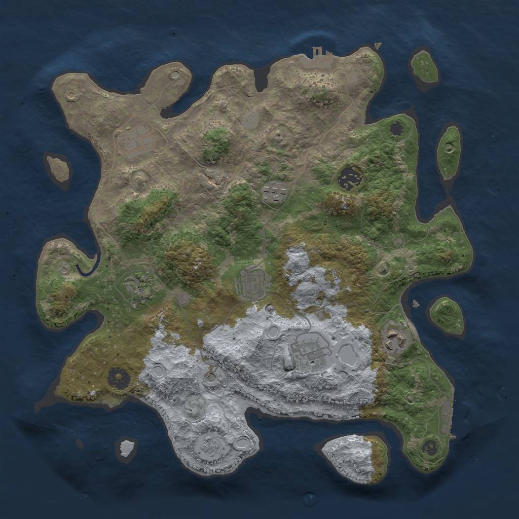 Rust Map: Procedural Map, Size: 3450, Seed: 191651890, 14 Monuments