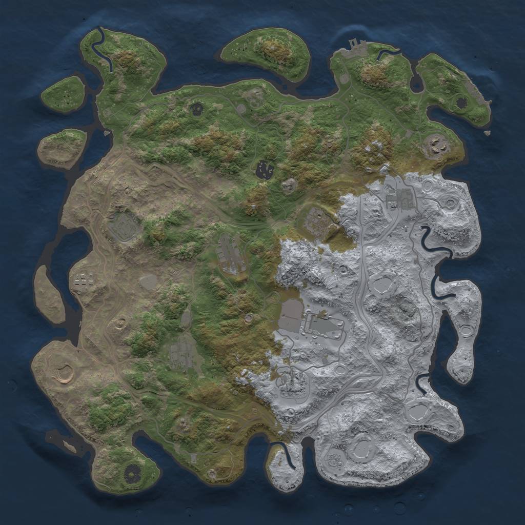 Rust Map: Procedural Map, Size: 4250, Seed: 535186290, 20 Monuments