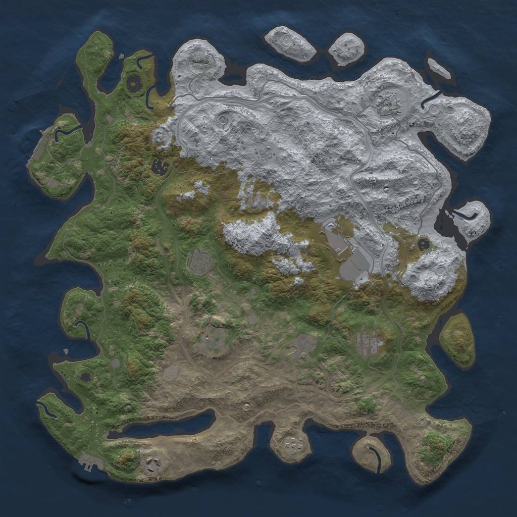 Rust Map: Procedural Map, Size: 4500, Seed: 800780300, 18 Monuments