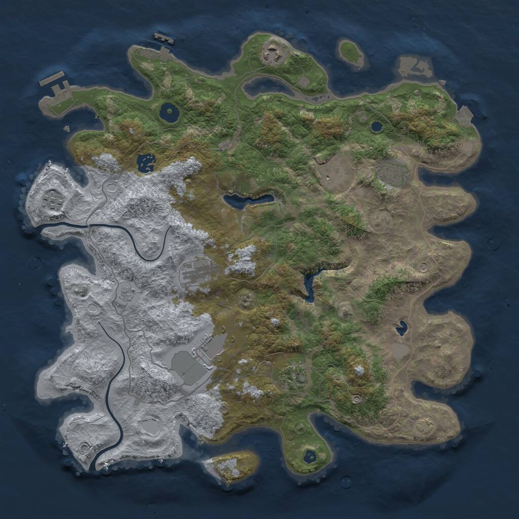 Rust Map: Procedural Map, Size: 4000, Seed: 1118799986, 14 Monuments