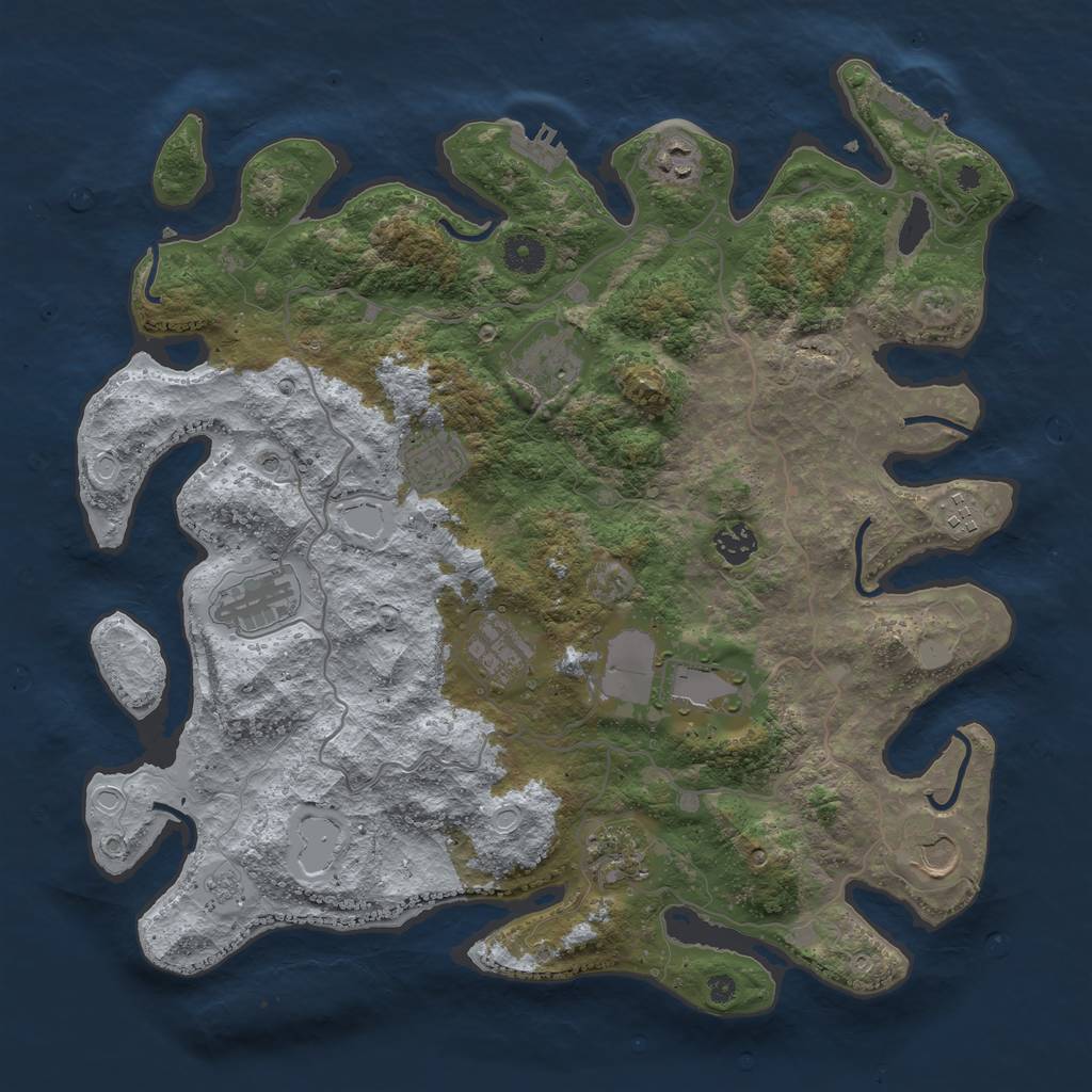 Rust Map: Procedural Map, Size: 4000, Seed: 394814, 19 Monuments