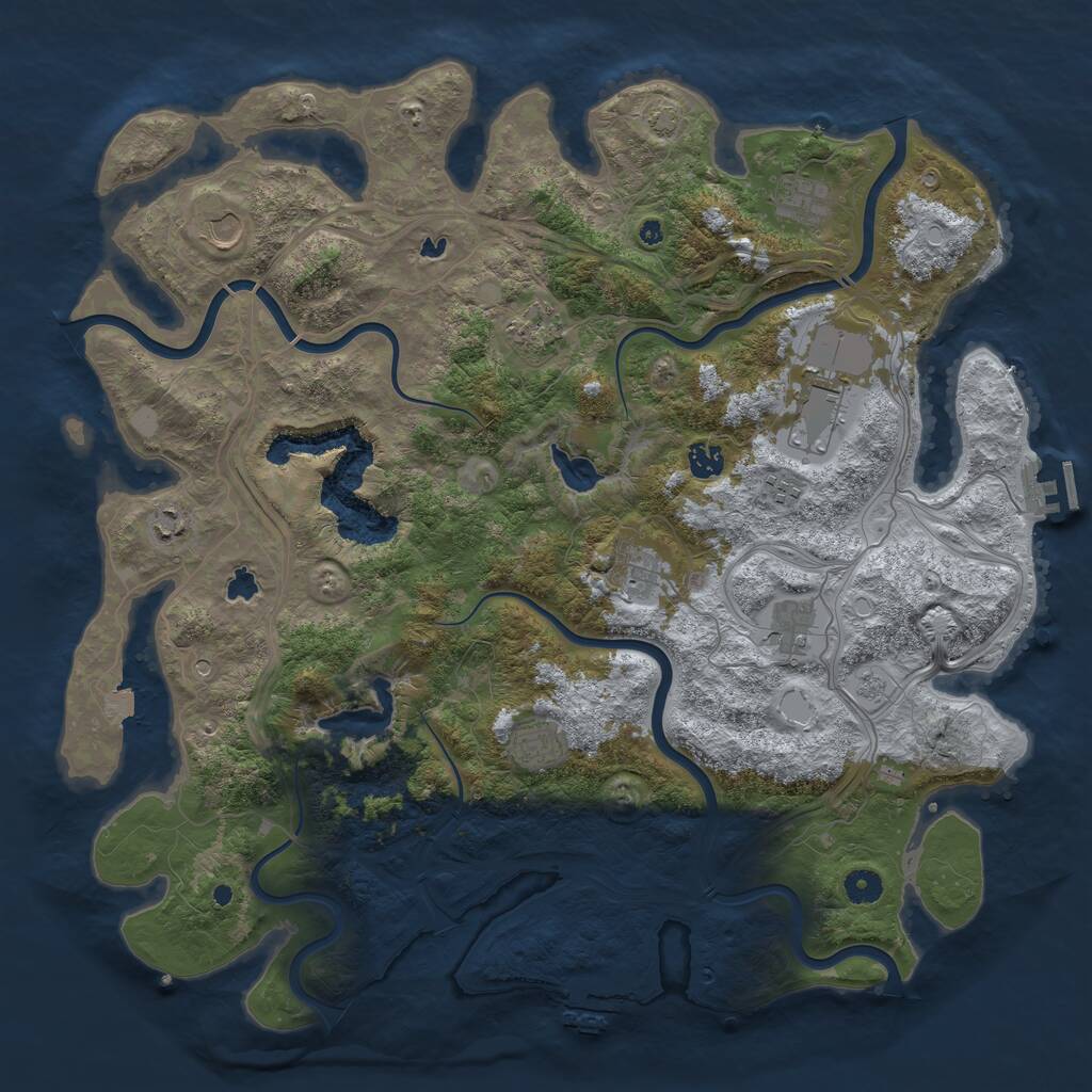 Rust Map: Procedural Map, Size: 4500, Seed: 1118785615, 16 Monuments