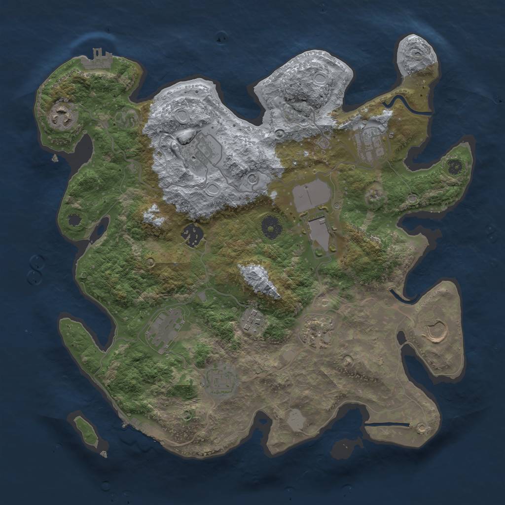 Rust Map: Procedural Map, Size: 3500, Seed: 1827925337, 16 Monuments