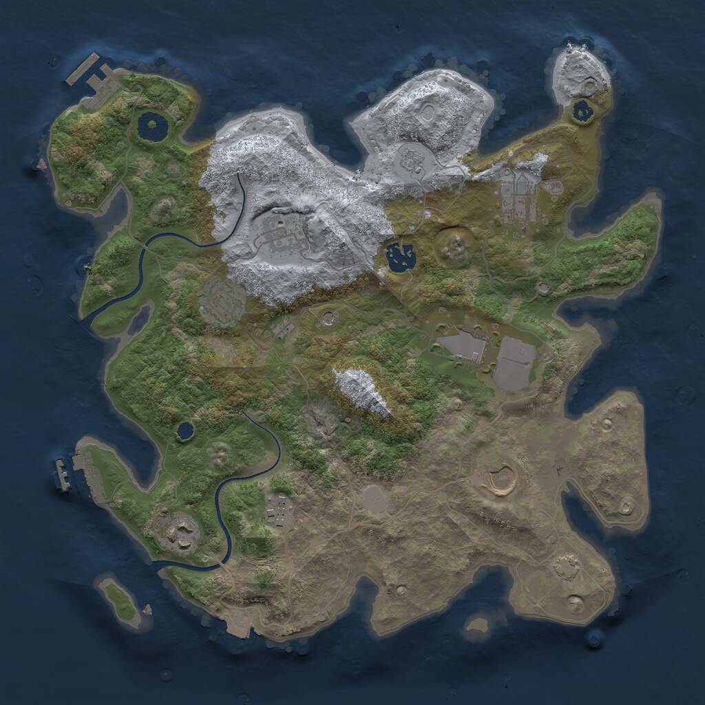 Rust Map: Procedural Map, Size: 3500, Seed: 1827925337, 14 Monuments