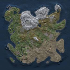 Thumbnail Rust Map: Procedural Map, Size: 3500, Seed: 1827925337, 14 Monuments