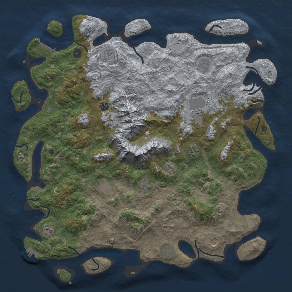Rust Map: Procedural Map, Size: 5000, Seed: 4564653, 20 Monuments