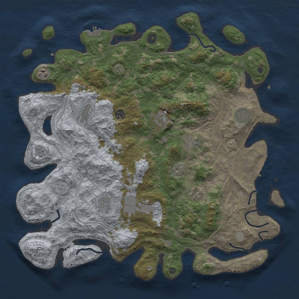 Rust Map: Procedural Map, Size: 4500, Seed: 1222, 19 Monuments