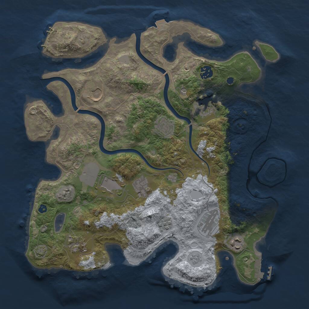 Rust Map: Procedural Map, Size: 3550, Seed: 227225294, 15 Monuments