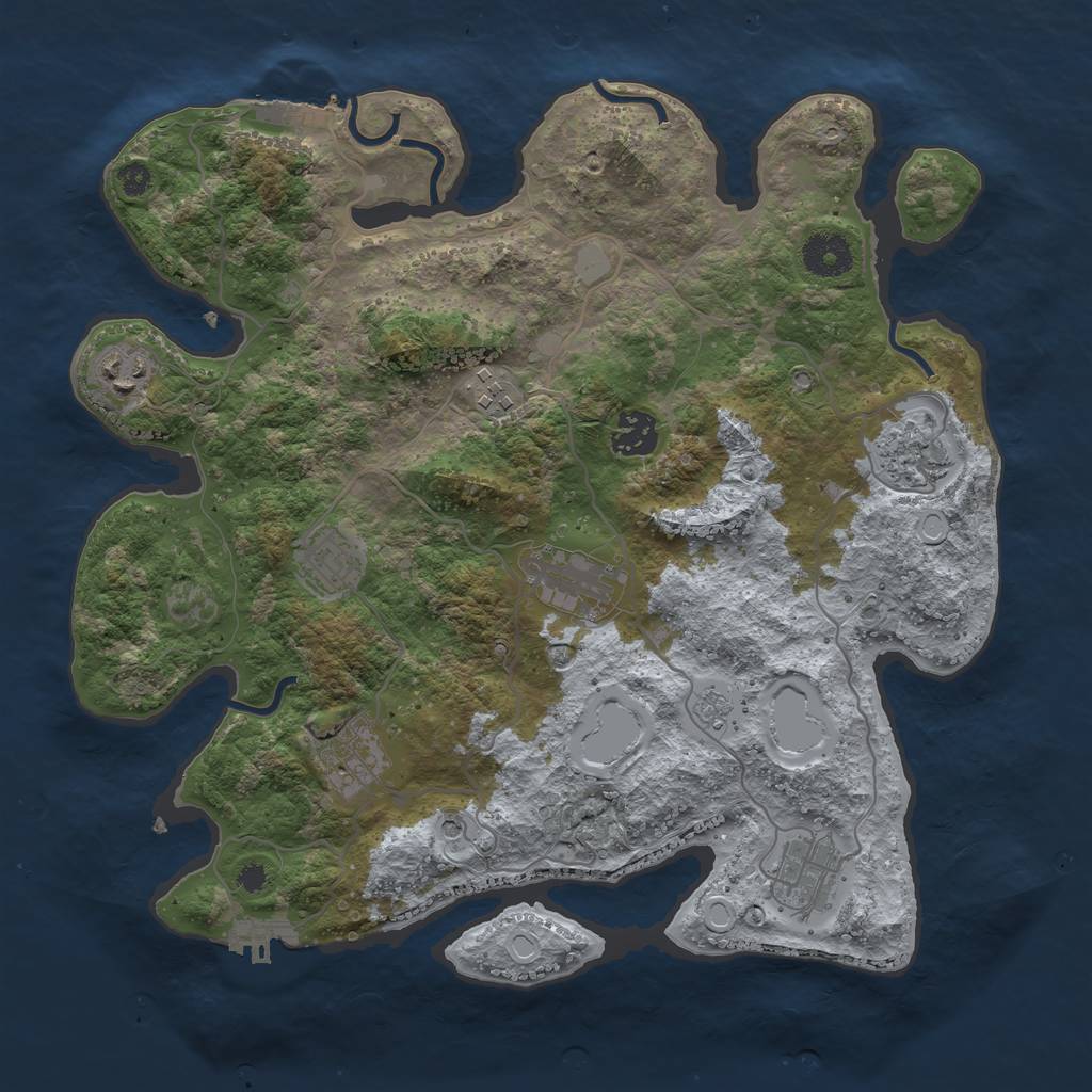 Rust Map: Procedural Map, Size: 3450, Seed: 1979068328, 17 Monuments