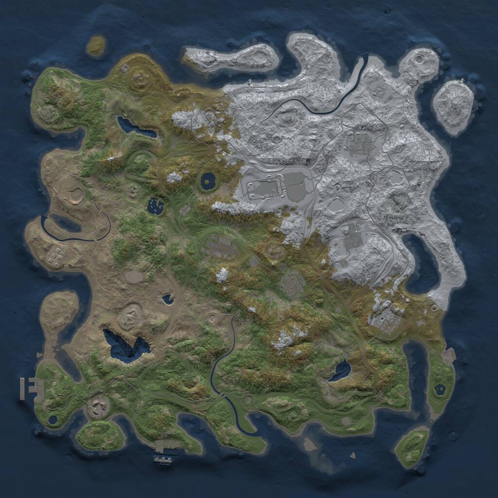 Rust Map: Procedural Map, Size: 4500, Seed: 2099393959, 17 Monuments