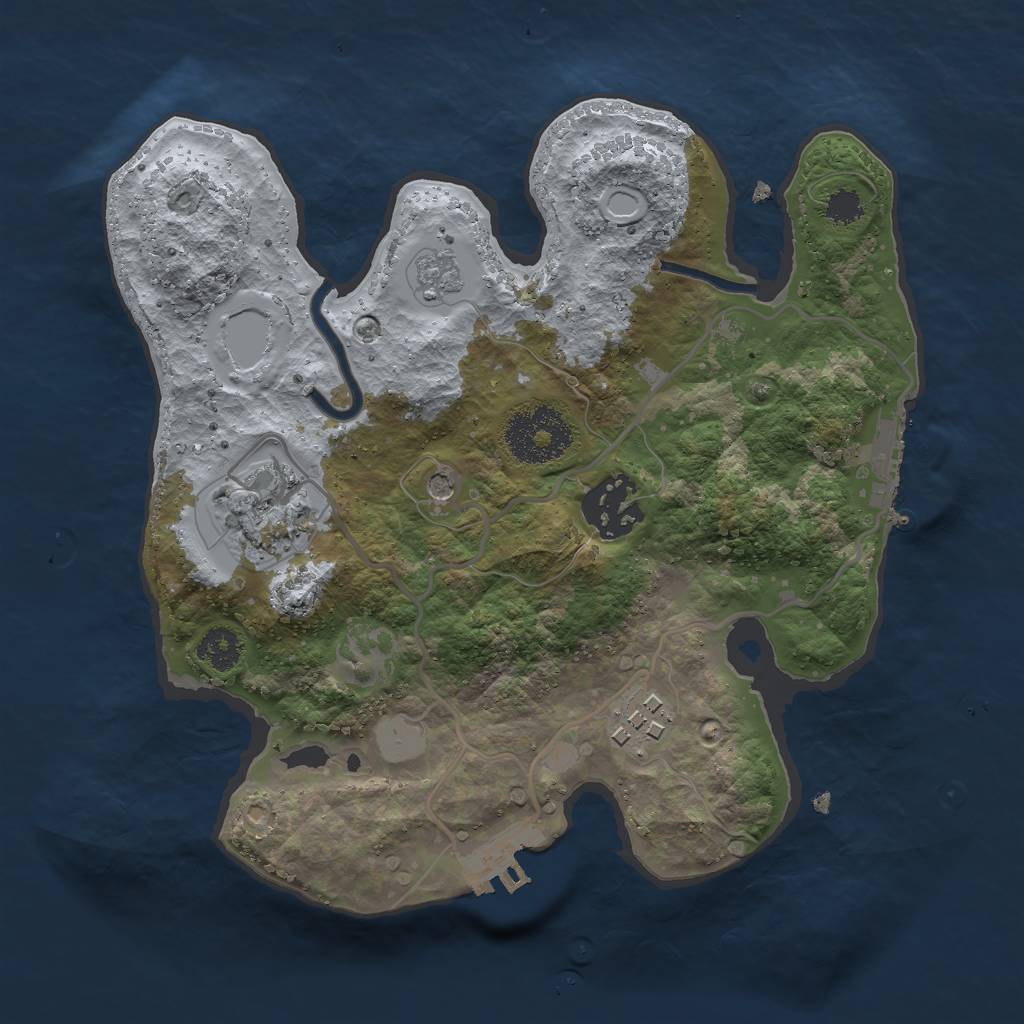 Rust Map: Procedural Map, Size: 2500, Seed: 246580895, 12 Monuments