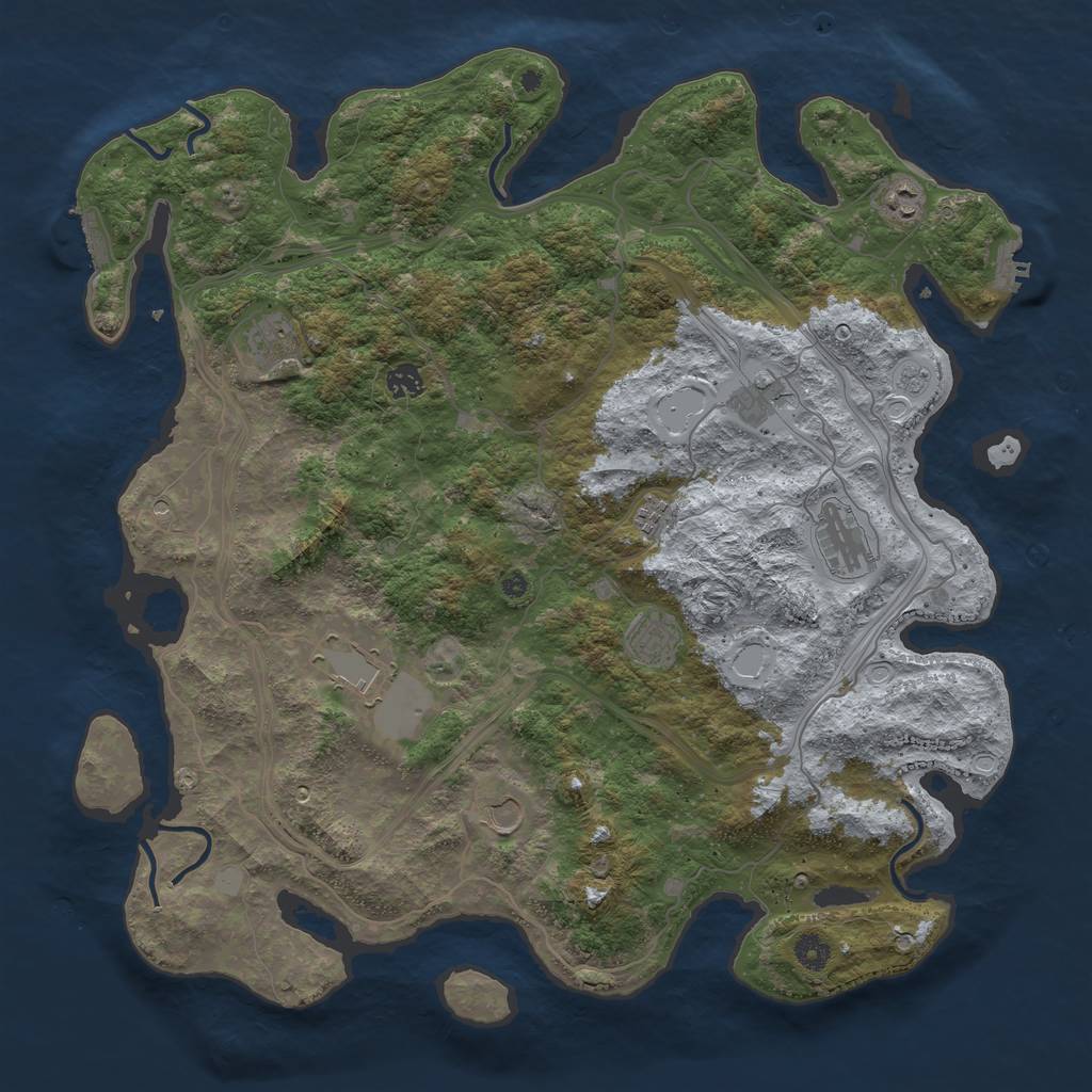 Rust Map: Procedural Map, Size: 4500, Seed: 1270148117, 18 Monuments