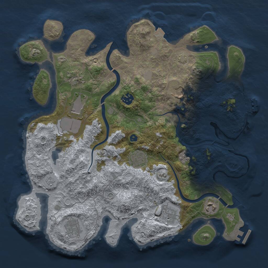Rust Map: Procedural Map, Size: 3500, Seed: 543072354, 15 Monuments