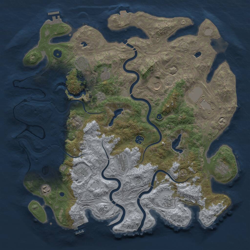 Rust Map: Procedural Map, Size: 4500, Seed: 726945438, 17 Monuments