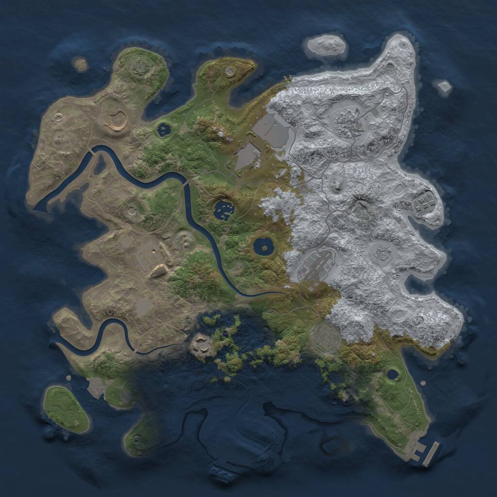 Rust Map: Procedural Map, Size: 3750, Seed: 15478777, 15 Monuments
