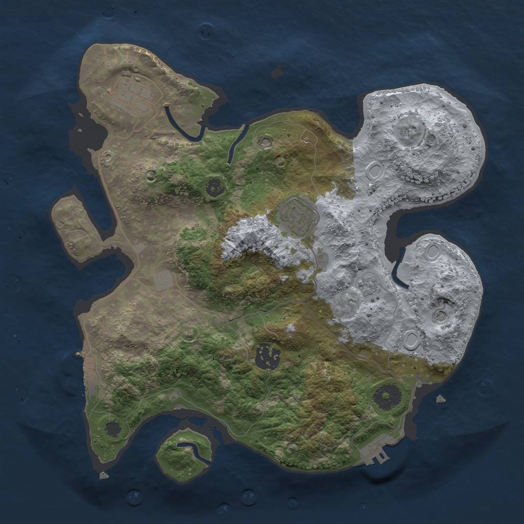 Rust Map: Procedural Map, Size: 3000, Seed: 53201, 12 Monuments