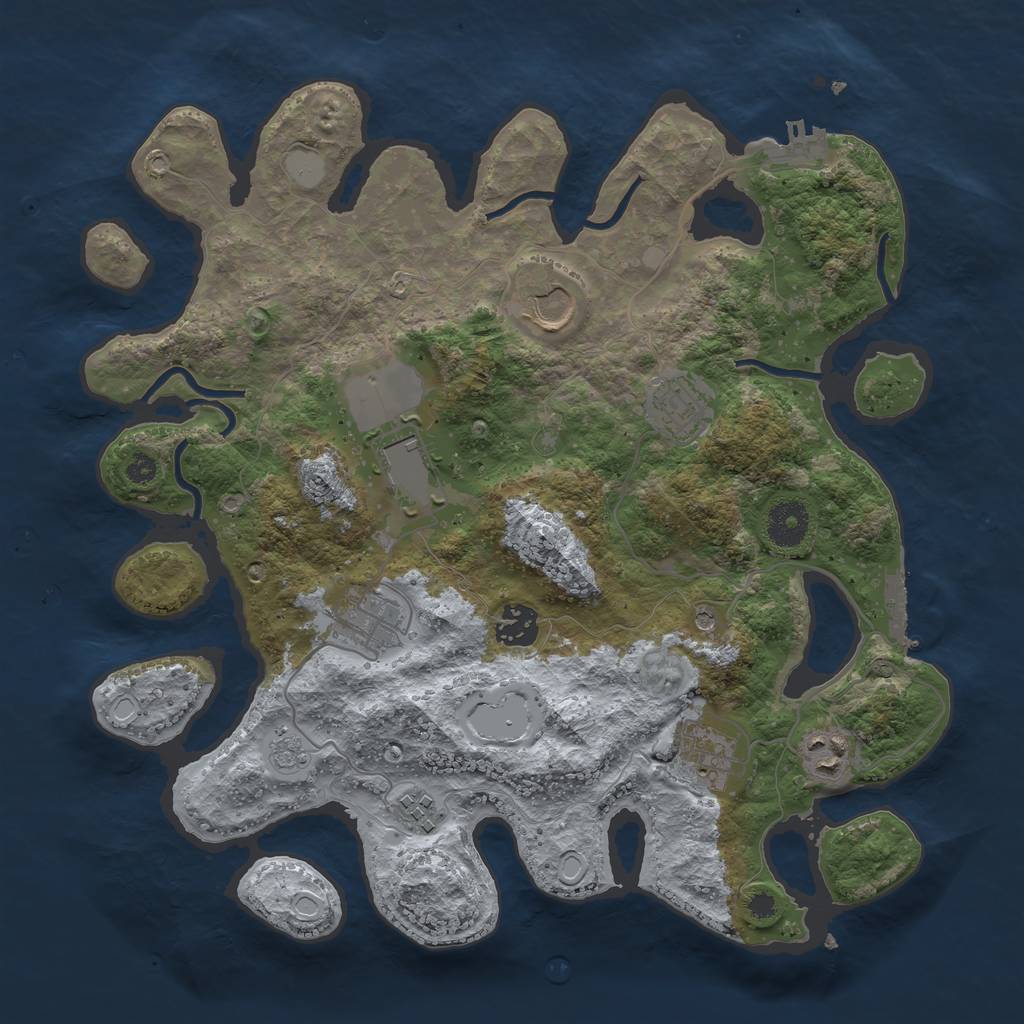 Rust Map: Procedural Map, Size: 3500, Seed: 344392162, 17 Monuments