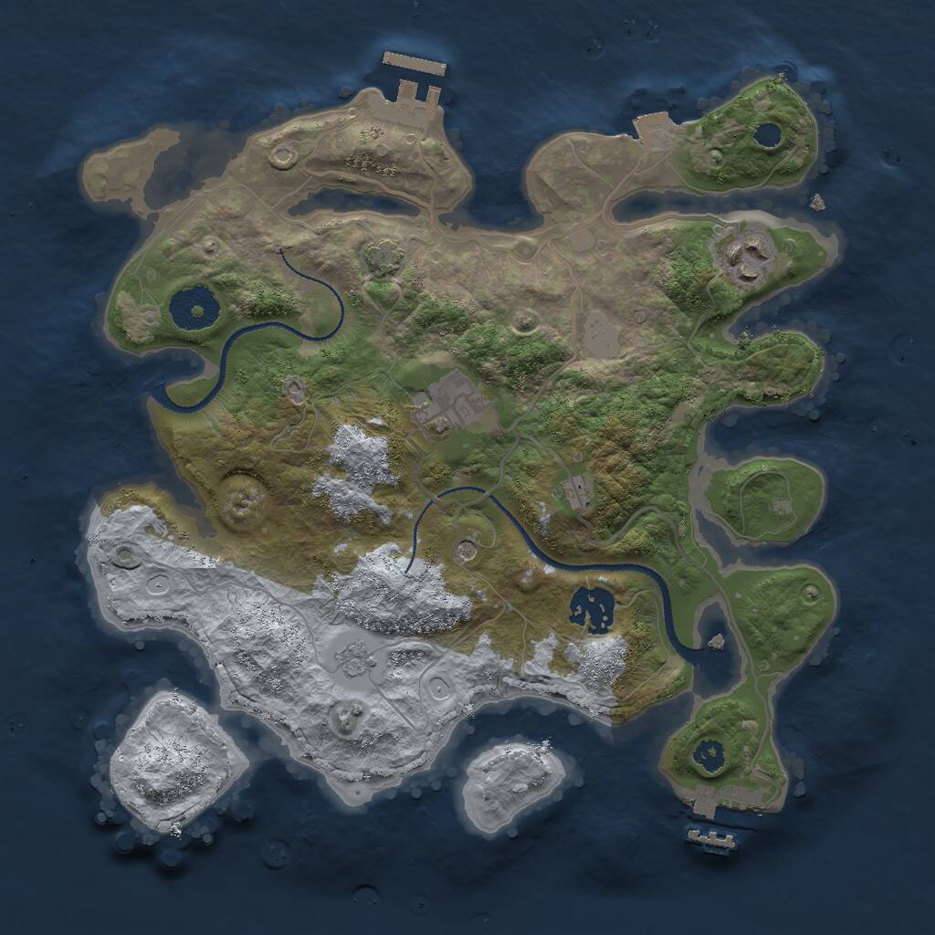 Rust Map: Procedural Map, Size: 3000, Seed: 123456787, 9 Monuments