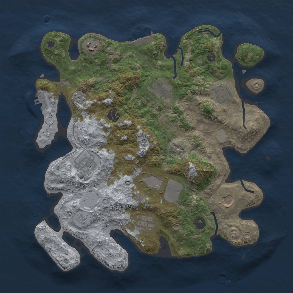 Rust Map: Procedural Map, Size: 3500, Seed: 1067165172, 18 Monuments