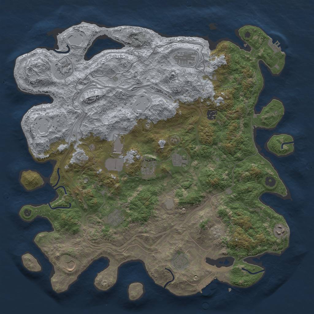 Rust Map: Procedural Map, Size: 4500, Seed: 473587829, 20 Monuments