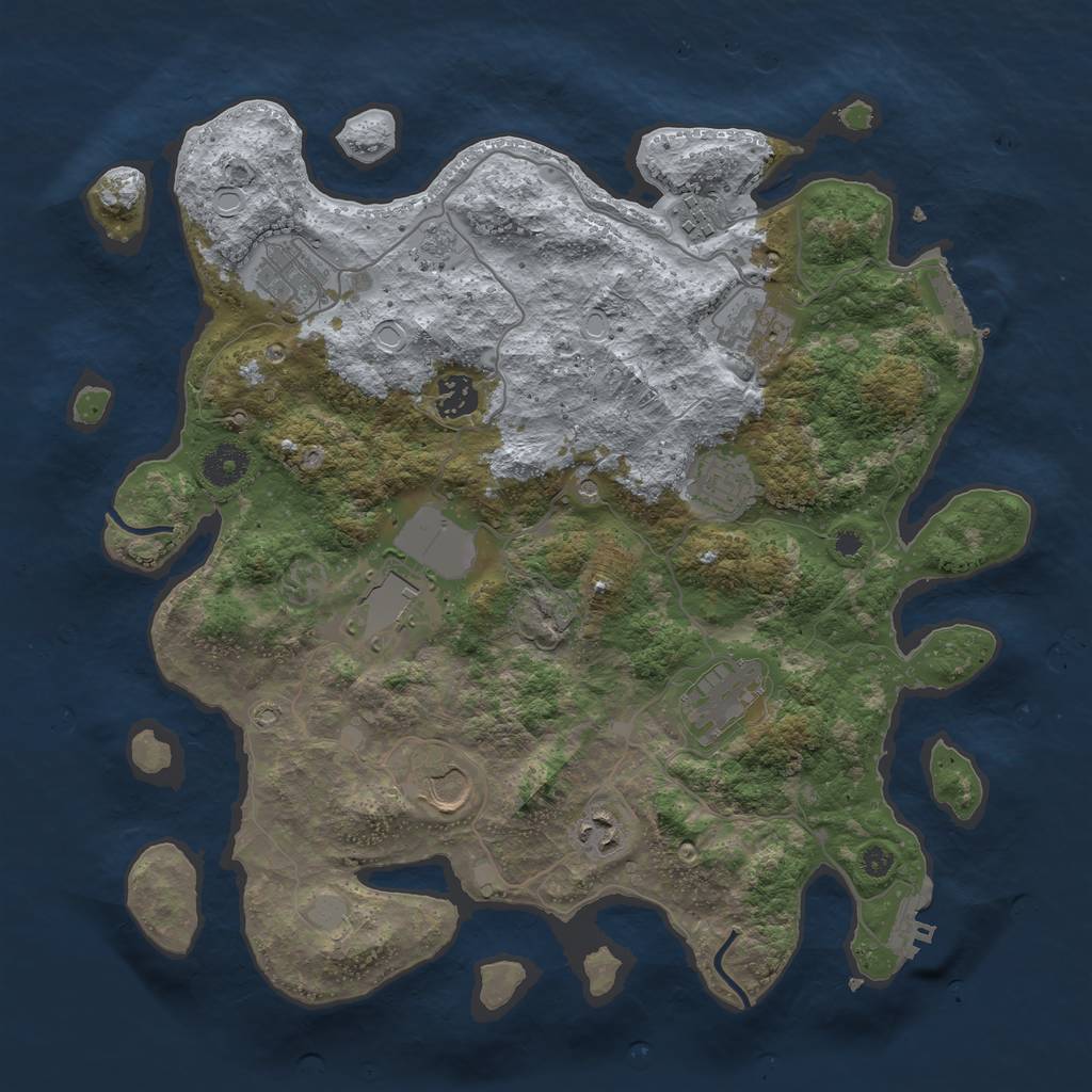 Rust Map: Procedural Map, Size: 3700, Seed: 1271994364, 18 Monuments