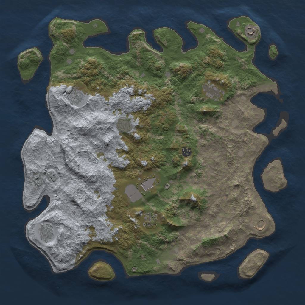 Rust Map: Barren, Size: 4500, Seed: 331562977, 13 Monuments