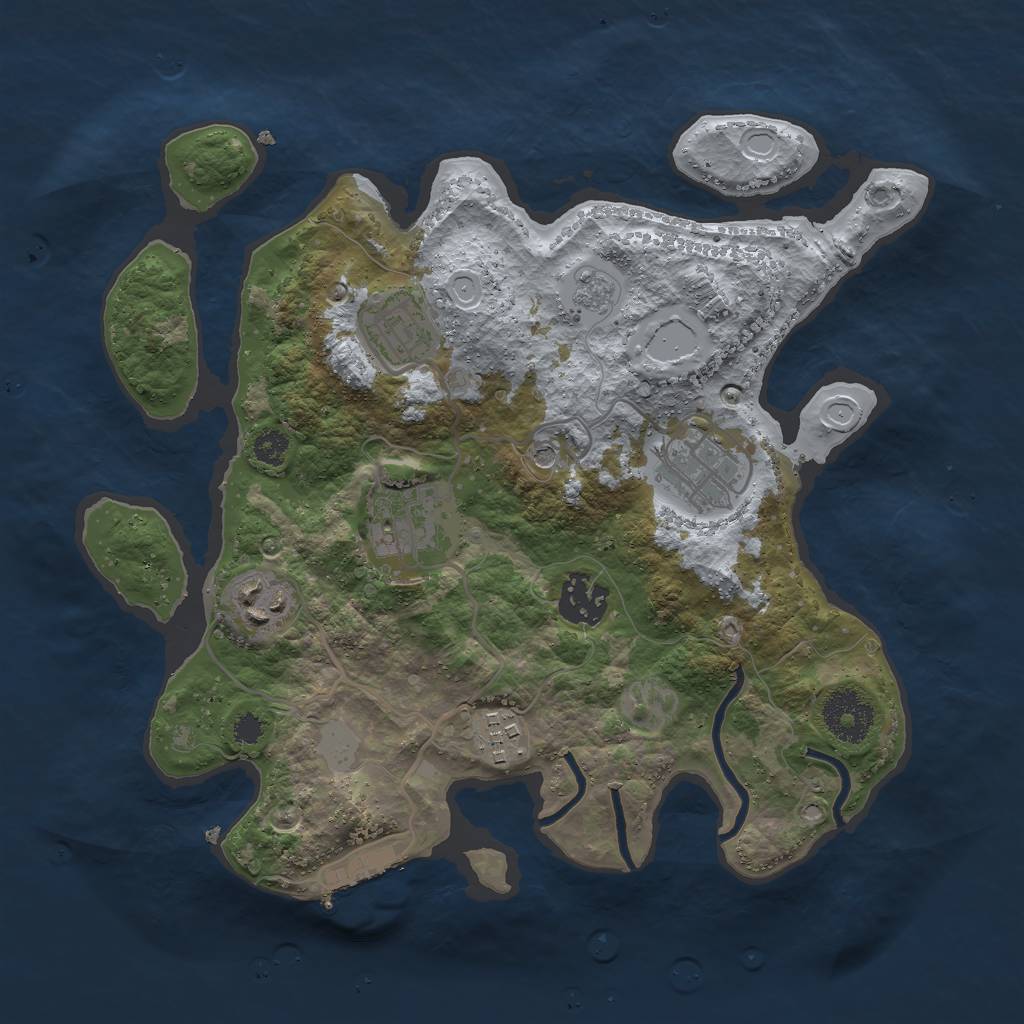 Rust Map: Procedural Map, Size: 3000, Seed: 29965, 14 Monuments