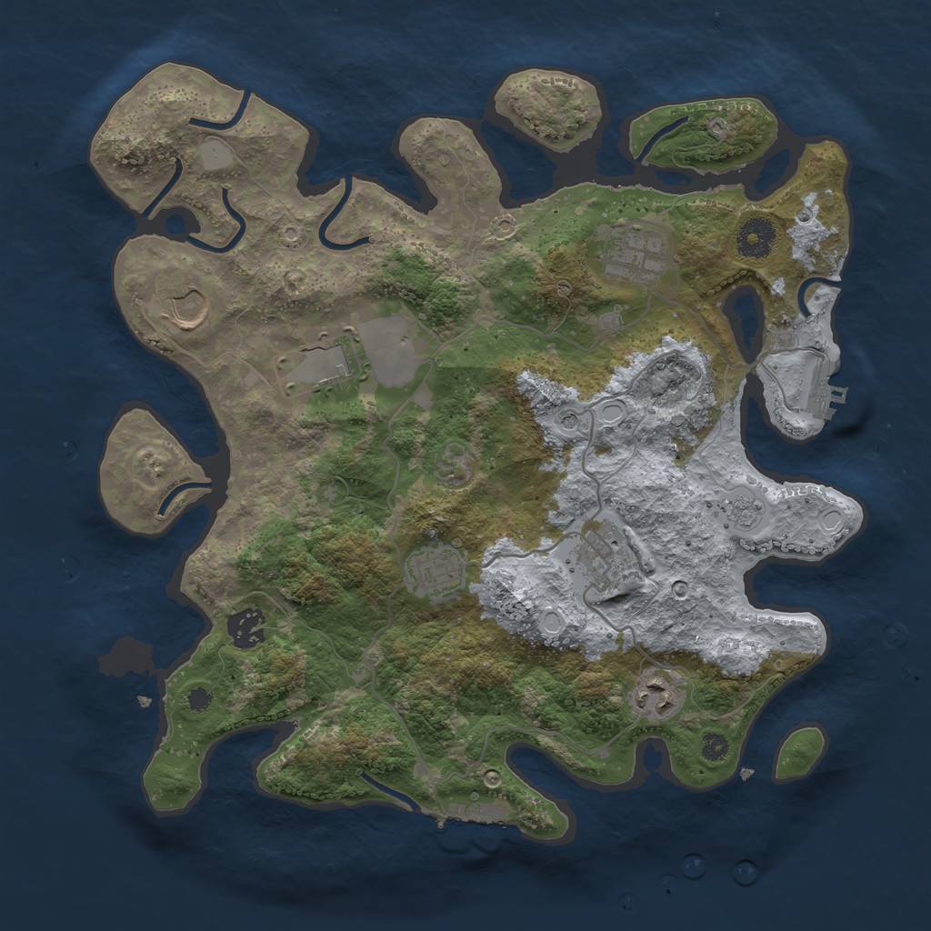 Rust Map: Procedural Map, Size: 3500, Seed: 25425, 14 Monuments