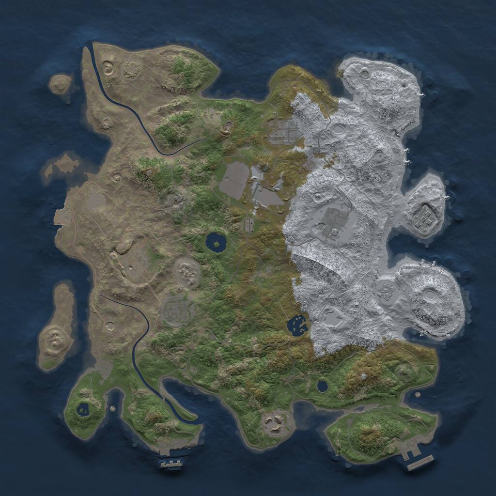 Rust Map: Procedural Map, Size: 3650, Seed: 1561390592, 14 Monuments