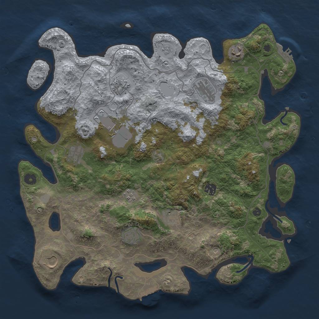 Rust Map: Procedural Map, Size: 4000, Seed: 1272647601, 19 Monuments